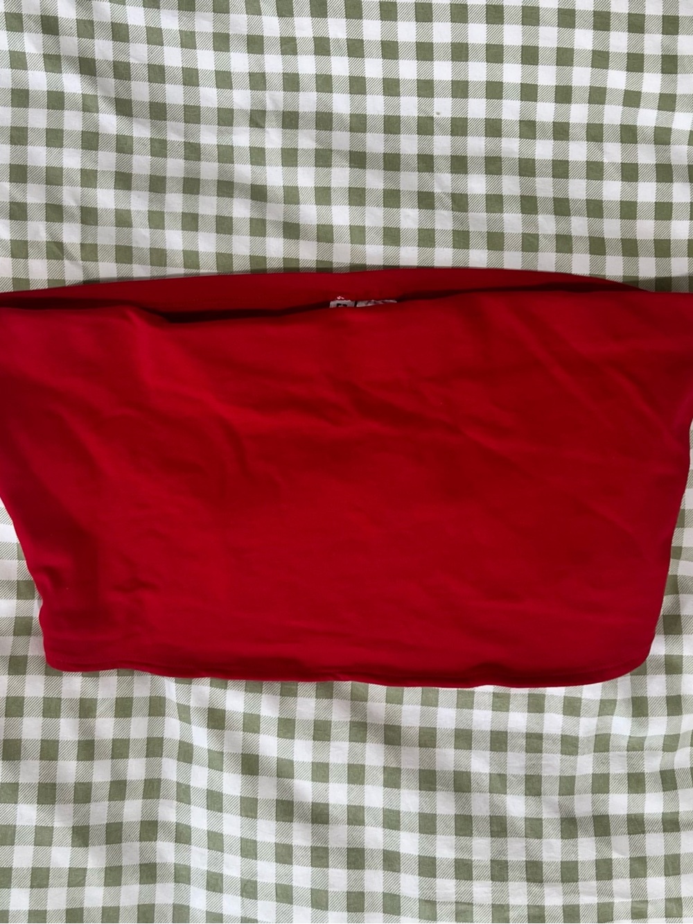 Divided Bright Red Strapless Bandeau